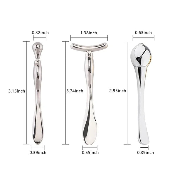 BetterJonny 3Pcs Metal Eye Cream Applicator Roller Wand Stick, Cosmetics Spoon Eye Cream Massager Wand Girls Women Facial ...