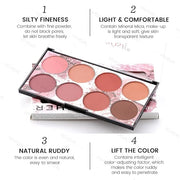 KYDA 8 Colors Face Blush Palette, Natural Matte Blush Palette, Smooth Blendable Powder, Multiuse Blusher Makeup with Conto...