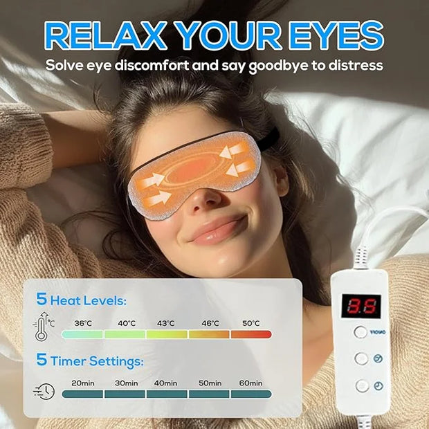 Heated Eye Mask for Dry Eyes, 5-Speed Timed Temperature Control, Digital Countdown, Warm Eye Compresses, Relieves Dry Eye ...
