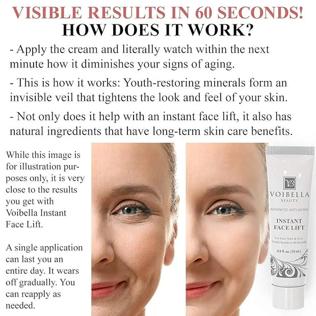 Instant Face Lift Cream Combo - Collagen Support, Revitalize Skin, Reduce The Appearance of Eye Bags and Fine Lines with H...