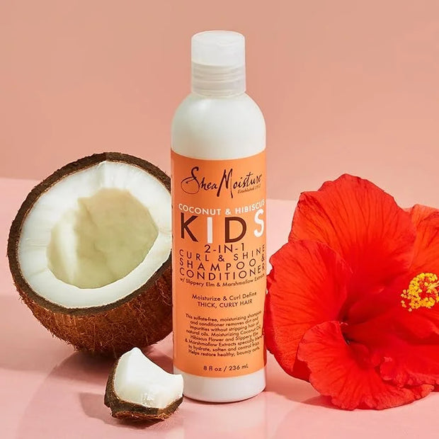 SheaMoisture 2-in-1 Shampoo and Conditioner for Kids Coconut and Hibiscus Coconut Oil for Hair and Dry Curls 8 oz - Produc...