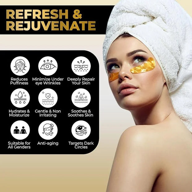 Under Eye Patches (25 Pairs) - Skin Care - Beauty Eye Mask - Eye Patches - Gift for Men - Gift for Women - Luxury Golden E...