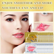 Gold Eye Mask And Pink Lip Mask,Natural Gel Eye Masks,Under Eye Gel Patches for Dark Circles,Eye Mask for Puffy Eyes,10 Pa...