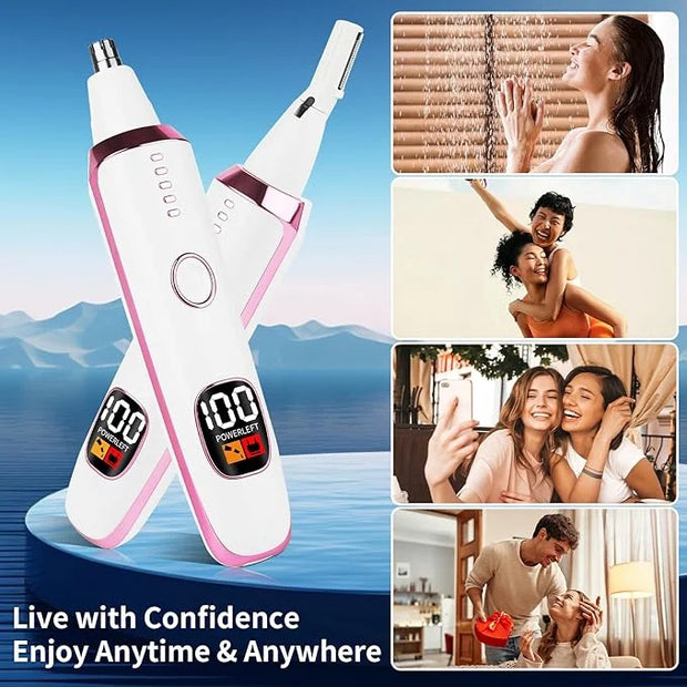 2025 Rechargeable Nose and Ear Hair Trimmer With LED Dispaly for Women Men,4 in 1 Painless Eyebrow & Facial Hair Trimmer w...