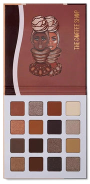Juvia's Place Coffee Shop Eyeshadow Palette - 16 Pan Palette, Tan, Auburn, & Rich Dark Chocolate, Mattes and Shimmers, Hig...