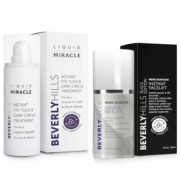 Beverly Hills Instant Facelift Anti Aging Eye Serum Treatment & Mens Instant Facelift Bundle with Discount - For Dark Circ...