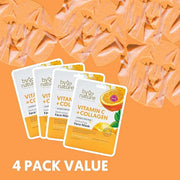 By Nature Hydrating Face Masks with Vitamin C + Collagen, Made From Bamboo Fiber from New Zealand (4 Pack) - Product Image