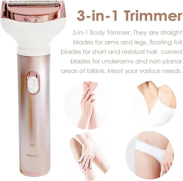 Electric Razor for Women, Hair Trimmer for Bikini Legs Womens Shaving Eyebrow Lips Body Face Beard Mustache Nose Arm Armpi...