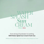 Espoir Water Splash Sun Cream Fresh Cica 2 oz SPF50+ PA++++ | Moisturizing and Soothing Vegan Sun Block Skin Care with Gre...