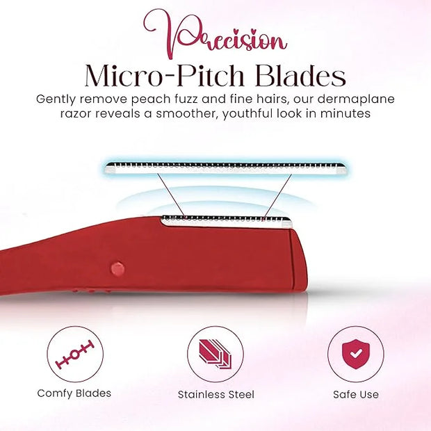 Dermaplane Razor, Eyebrow Razor & Peach Fuzz Remover, Micro-Pitch Facial Razors for Men & Women, Dermaplaning tool for Sen...