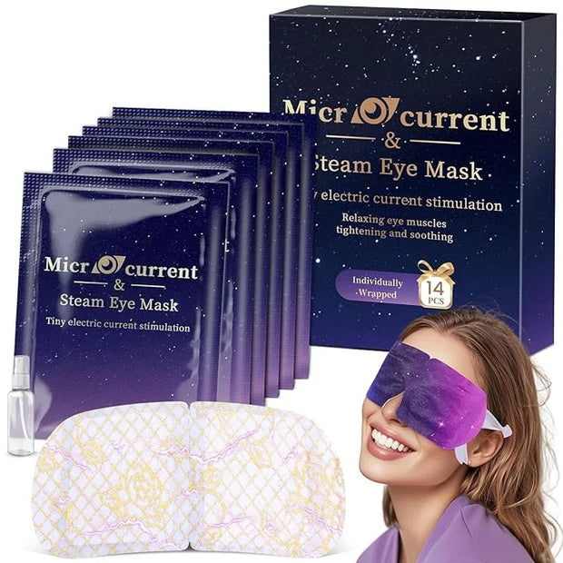14Packs Microcurrent Heated Eye Mask for Dry Eye, Sleep Steam Eye Masks Disposable Self Heating for Warm Compress Dark Cir...