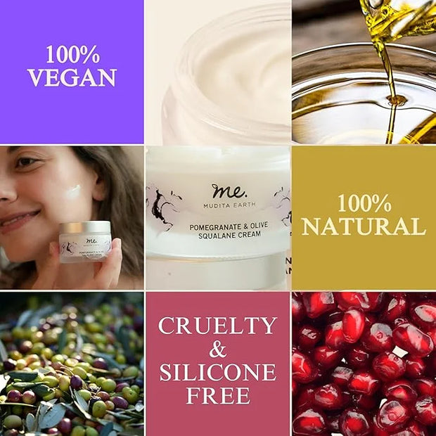 Mudita Earth Squalane Anti Aging Skin Cream, Rich Moisturizer for Aging & Dry Skin, Hyaluronic Acid, Squalane for Dark Spo...