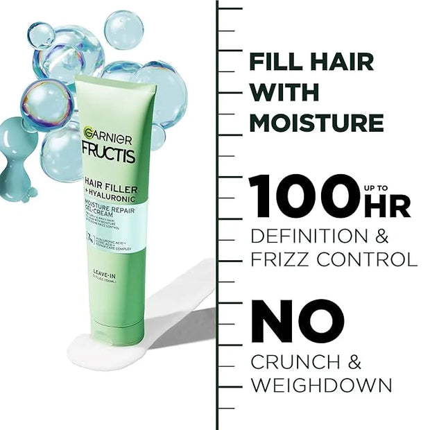 Garnier Fructis Hair Filler Moisture Repair Gel-Cream, Hair Gel for Curls and Waves with Hyaluronic Acid, 5.1 Fl Oz, 1 Cou...