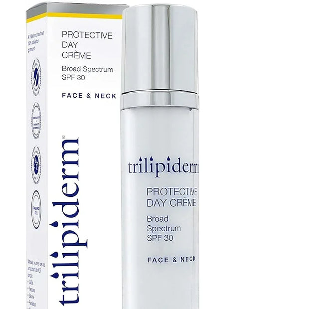 Trilipiderm Protective Day Crème, Broad Spectrum SPF 30 – Lightweight, Fast-Absorbing Moisturizing Sunscreen Protects whil...