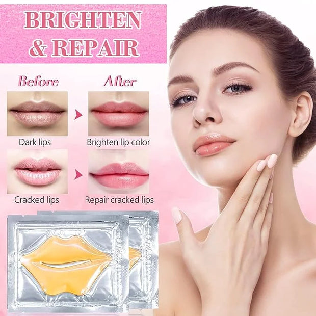 30 Pairs Lip Masks & Eye Masks, 24K Gold Gel Crystal Collagen Eye Patches for Puffy Eyes, Effectively Moisturizing & Reduc...