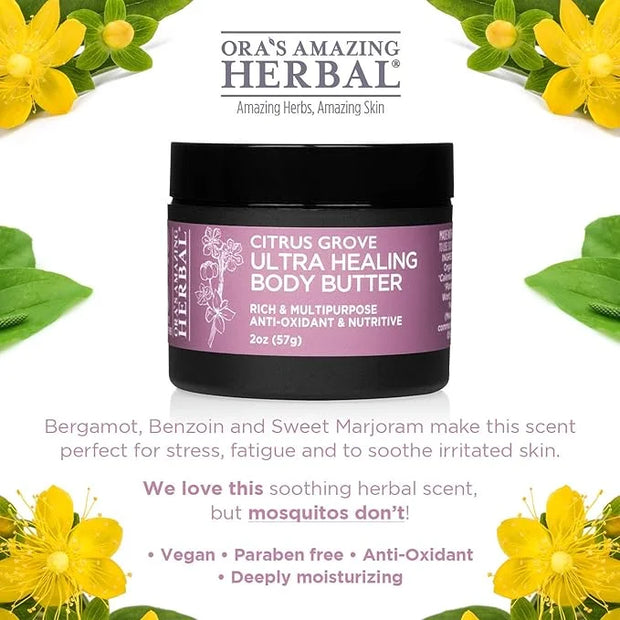 Ora's Amazing Herbal Ultra Healing Body Butter, Intensive Moisturizer For Dry Skin, Marjoram & Bergamot Essential Oil, 8 o...