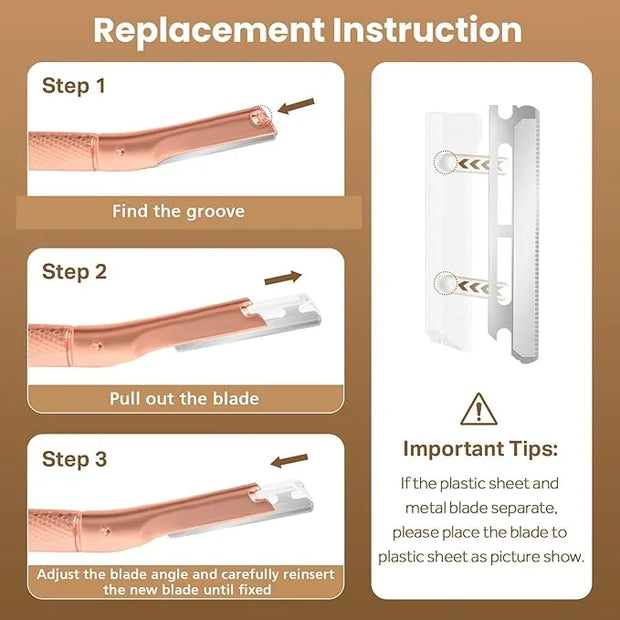 Eyebrow Razor Dermaplaning Tool with 10 Blade Refills Exfoliating Face Razors for Women Facial Razor for Peach Fuzz and Ey...