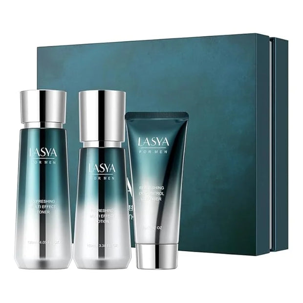 Oil Control Skin Care Set For Men 3-In-1 Skin Care Routine With Cleanser Toner Lotion 3 Step Skin Care Routine - Product I...