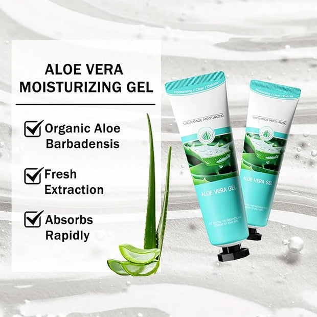 16PCS Travel Size Aloe Vera Gel,Soothing After Sun Lotion for Face and Body,Organic Hydrating Aloe Vera Gel for After Sun ...