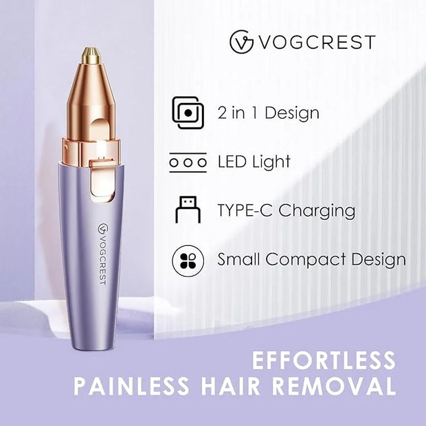 Eyebrow Facial Trimmer: 2 in1 Rechargeable Facial Hair Removal and Eyebrow Shaver - Face Lips Body Painless Facial Razor w...