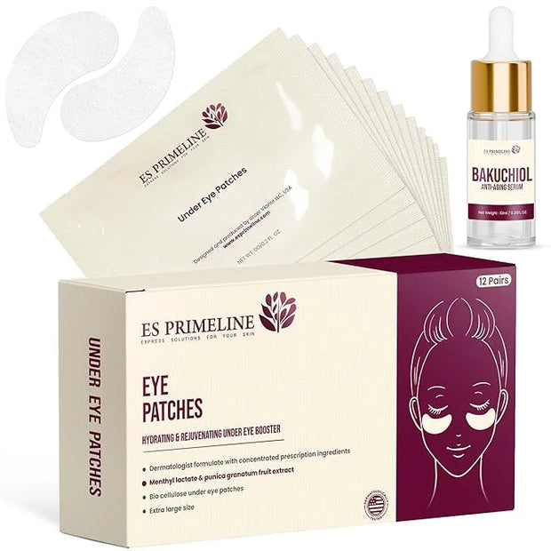 Under Eye Patches Booster Pomegranate &10ml Serum –12 Pairs for Puffy Eyes Dark Circles Eye Bags Anti-Wrinkle Collagen Ret...