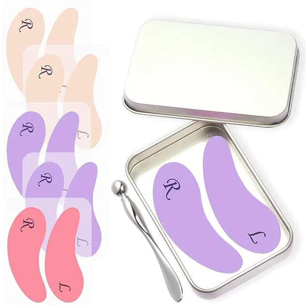 5 Pairs Reusable Under Eye Wrinkle Patches Silicone Mask, Plump Fine Lines & Wrinkles, with Metal Eye Cream Applicator, Ti...