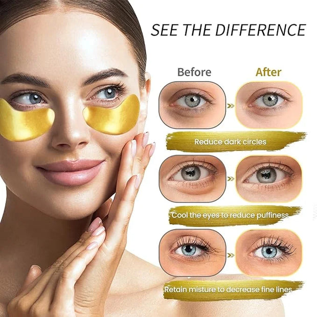 Under Eye Patches (24 Pairs) - Gifts for Women - Golden Under Eye Mask for Dark Circles, Puffiness & Wrinkles, Eye Gels Pa...