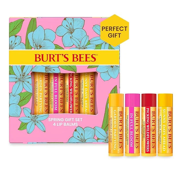 Burt's Bees Gifts Ideas - In Full Bloom Lip Balm Set, Original Beeswax, Dragonfruit Lemon, Tropical Pineapple & Strawberry...
