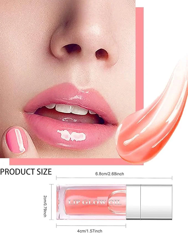 Hydrating Plumping Lip Glow Oil,Tinted Lip Gloss,Transparent Toot Lip Oil,Long Lasting Moisturizing Clear Glow Reviver Lip...