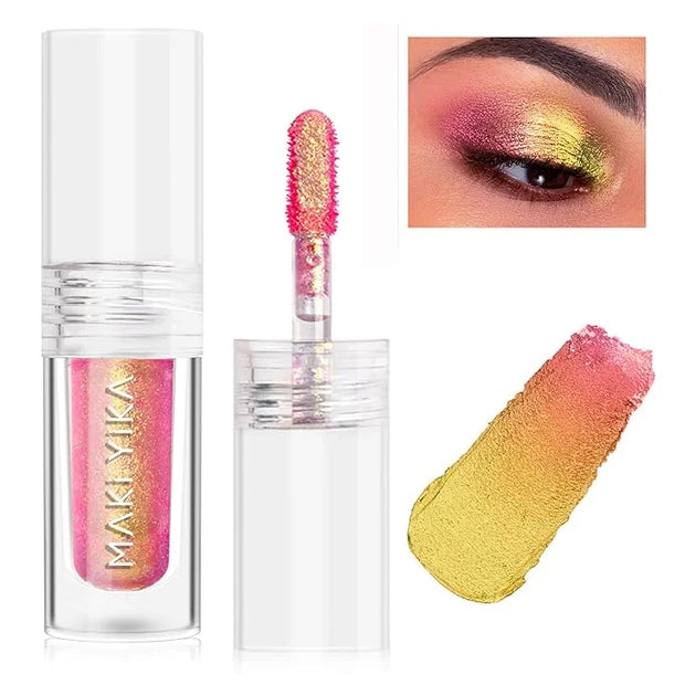 MAKI YIKA Glitter Eyeshadow Gold Liquid Multichrome Eyeshadows Long Lasting, Metallic Chameleon Eye Shadow Smudgeproof Hol...