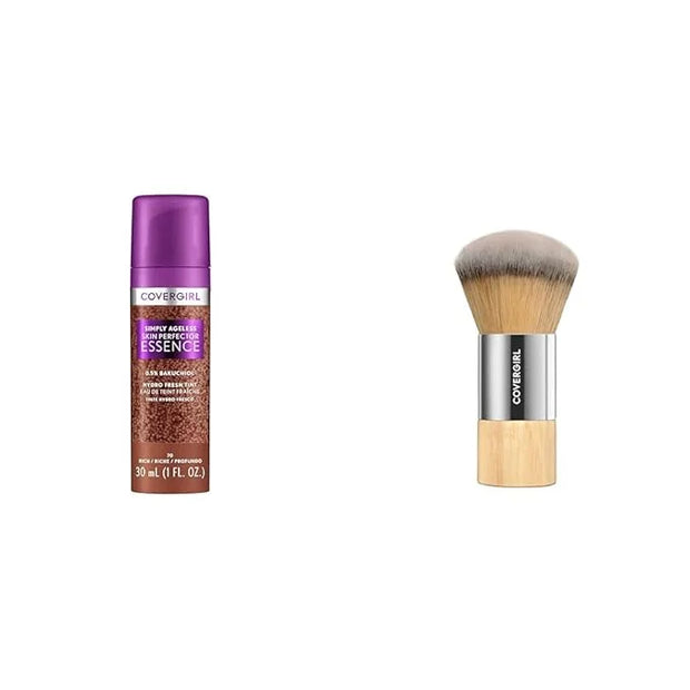 Covergirl Simply Ageless 70 Rich Foundation, Blending Brush - Skincare Makeup with Bakuchiol & Tranexamic Acid, Sheer Tint...