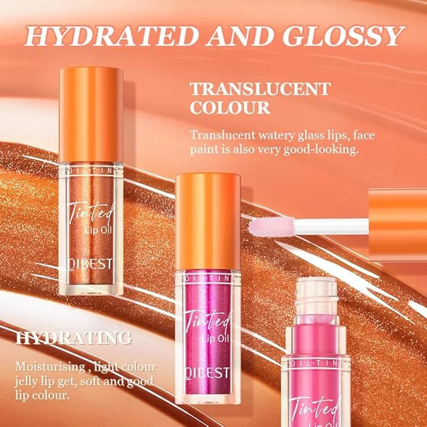 4 Colors Fat Lip Oil Drip,Lip Oil Lip Glaze Hydrating Lip Glow Oil Big Brush Head Moisturizing Lip Gloss,Shiny Transparent...