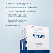 Clean Skin Club Clean Towels XL™ Supreme, 100% USDA Biobased Face Towel, Disposable Face Towelette, Eczema Association Acc...