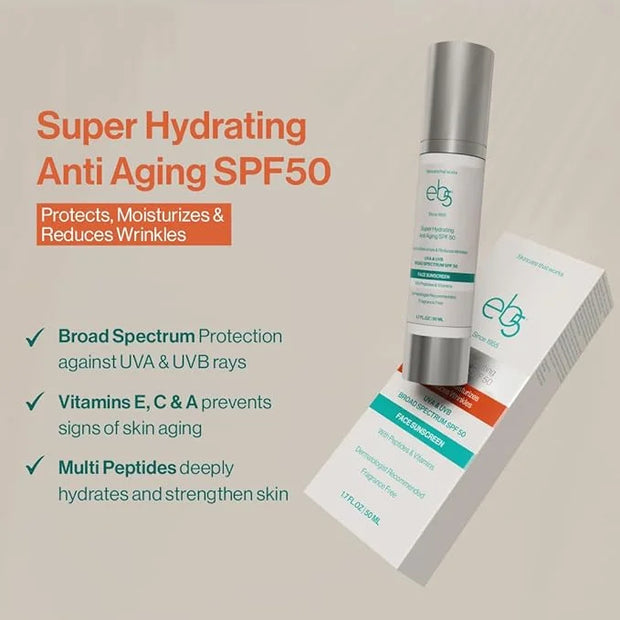 eb5 Super Hydrating Anti-Aging Face Sunscreen SPF 50 | AM Facial Moisturizing Broad Spectrum Sunscreen formulated with Zin...