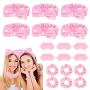 Casoty 18 Pcs Spa Headbands with Plush Sleep Eye Masks Set, Slumber Party Supplies for Women Girls, Skincare Headbands, Ma...