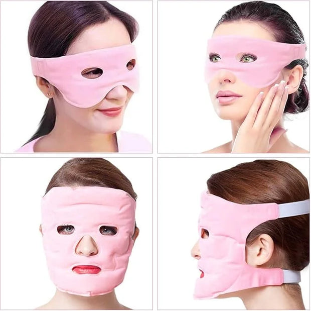 Ice Face Eye Mask for Cold Hot Compress Therapy, Gel Cooling Heat Facial Eye Mask Pack Reusable with Acupoint Massage & To...