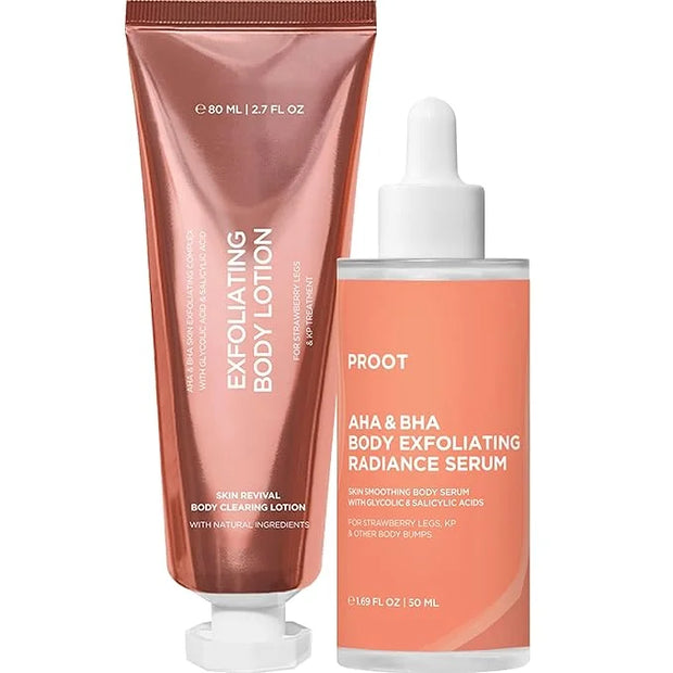 Strawberry Legs Exfoliating Serum + KP Body Cream Bundle | Keratosis Pilaris and Strawberry Legs Skincare Formula for Smoo...