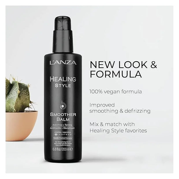 L'ANZA Healing Style Smoother Balm, New & Improved Keratin Hair Treatment & Hair Straightener Serum, Heat Protection & Ant...