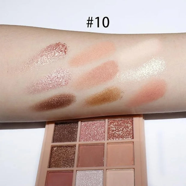 9Colors Nude Champagne Gold Rose Brown Colorful Glitter Eyeshadow Palette Makeup,Korean Natural Neutral Rainbow Eyeshadow ...