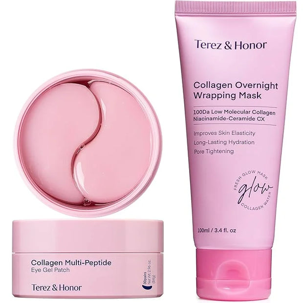 TEREZ & HONOR Peptide Collagen Under Eye Patches & Collagen Night Wrapping Peel-Off Mask - Product Image