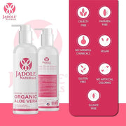 Organic Aloe vera Gel - 8.4 oz / 250ml | For Hair, Scalp, Face, Dry Skin, Sunburn, & Sensitive Skin -Reduces Redness, Help...