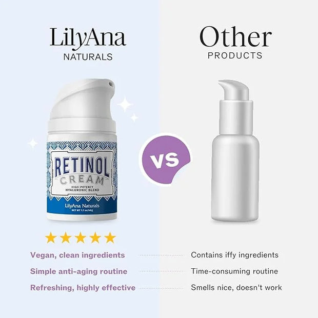 LilyAna Naturals Anti Aging Retinol Face Cream for Women – Wrinkle & Neck Cream for Firming, Retinol Moisturizer for Face ...