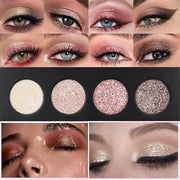 Shiny Highlight Eyeshadow Palette 4 Colors, Cosmetics Shimmer Palette, Cruelty-Free and Vegan Formula, Glitter Eyeshadow f...