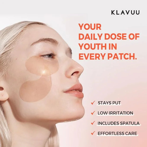 KLAVUU Real Vegan Collagen Eye Patches (60 Patches) - Korean Overnight Under Eye Mask for Puffy, Sagging Eyes, Fine Lines ...