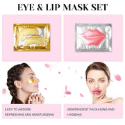 40 Pcs Lip Masks & Under Eye Masks, 24K Gold Gel Crystal Collagen Under Eye Patches for Puffy Eyes and Dark Circles, Effec...