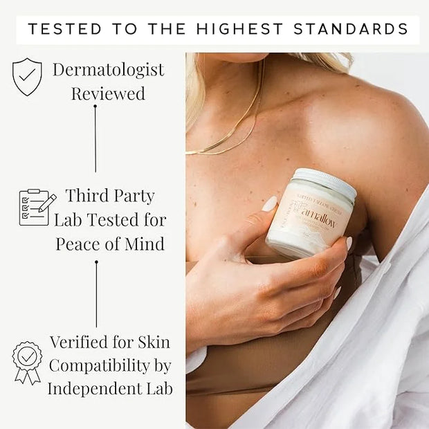 100% Grass Fed Beef Tallow for Skin Care - Face + Body - Whipped Moisturizer for Sensitive Skin - Natural Lotion, 4 FL. oz...