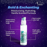 Blossom Zodiac Sign Vanilla Scented Moisturizing Roll-On Lip Gloss with Crystals + pH Technology Color Changing Crystal St...