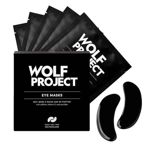 Wolf Project Under Eye Patches (5 pairs) For Dark Circles, Puffy Eyes, and Wrinkles - With Caffeine, Vitamin C and Peptide...