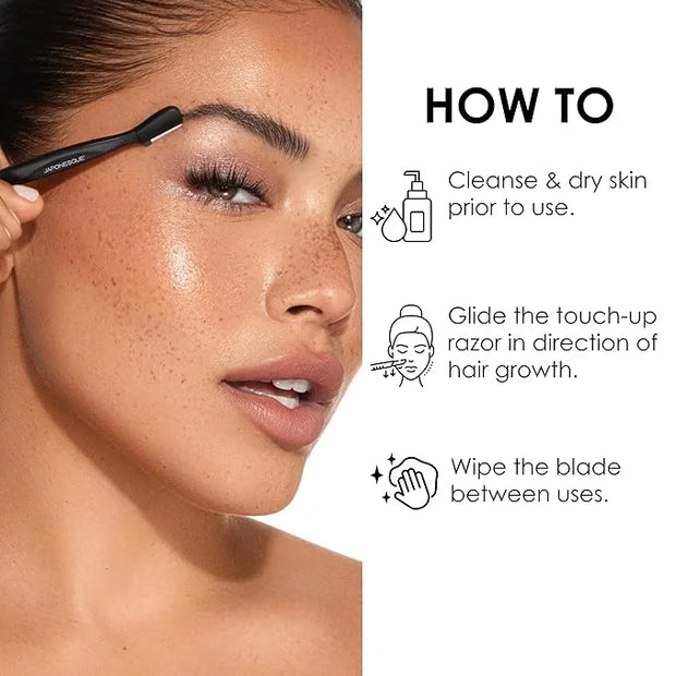Japonesque Brow Touch Up Razors with Ultra-Sharp Stainless Steel Blades, for Removal of Unwanted Facial Hair and Peach Fuz...