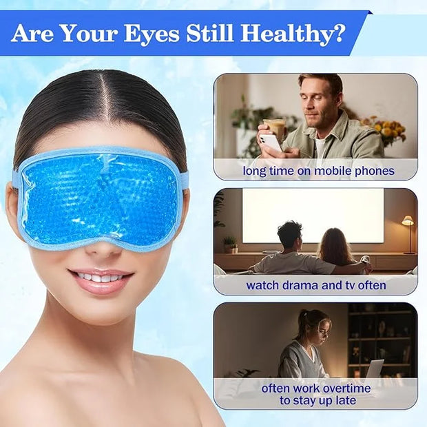 2 Pcs Cooling Eye Mask Sleeping Eyes Cooling Pads Cold Hot Gel Bead Mask Reusable Eye Ice Pack with Plush Backing Silky Ge...